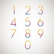 numbers set multicolor diamond