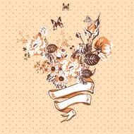 Vintage Floral Card with Ribbon