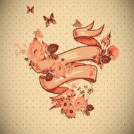Vintage Floral Card with Ribbon N5