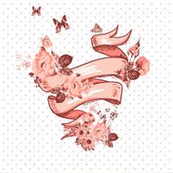 Vintage Floral Card with Ribbon N6