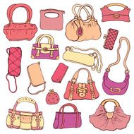 Women&#039;s handbags Hand drawn Vector Set