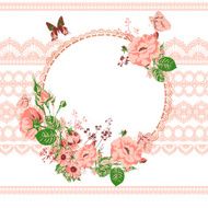 Vintage floral lace background with roses N3