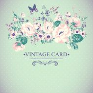 Vintage Floral Card with Butterflies