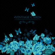Vintage Floral Card with Butterflies N5