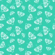 Pattern with white butterflies of random size