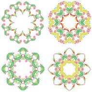 Set of lace ornament round doily geometric flower pattern floral