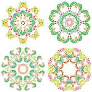 Set of lace ornament round doily geometric flower pattern floral N2