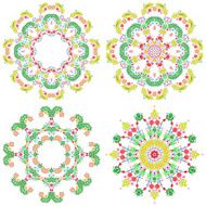 Set of lace ornament round doily geometric flower pattern floral N3