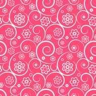 Pink seamless pattern with flowers and swirls
