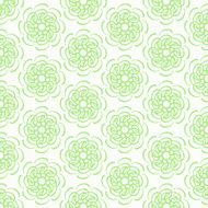 Green line flower abstract pattern on white background
