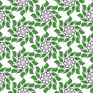 Cartoon circular floral pattern on white background