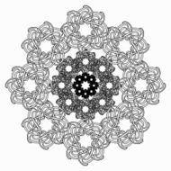 Black line geometric flower circular pattern on white background