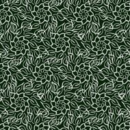 White floral pattern on dark green background