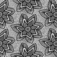 Black knitted lace pattern with flowers