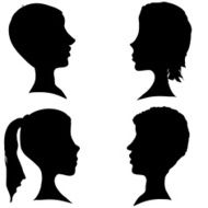 Vector silhouettes of different faces