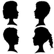 Vector silhouettes of different faces N3