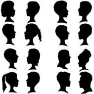 Vector silhouettes of different faces N4