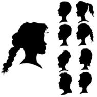 Vector silhouettes of different faces N5