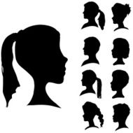 Vector silhouettes of different faces N6