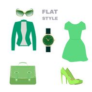 Flat Style Womans Look Fashion wear Vector N3