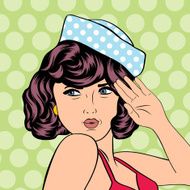 cute retro woman in comics style
