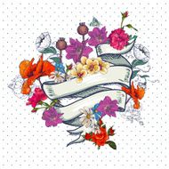 Vintage Floral Card with Ribbon N7