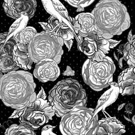 Beautiful Seamless Monochrome Rose Background