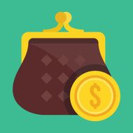 Vector Purse and Gold Dollar Coin Icon