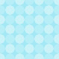 White lace flower pattern on blue background