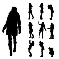 Vector silhouette of woman in winter clothes N3