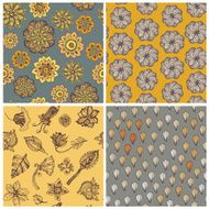 Set of four vector seamless floral textures