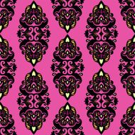 Pink damask flower seamless vector pattern