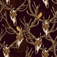 Vintage seamless background with a deer skull