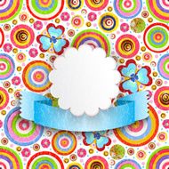 Abstract 3D painted various flowers place for text traced painting