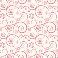 Seamless pattern with flowers and swirls