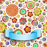 Abstract 3D painted various flowers place for text traced painting N2
