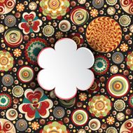 Abstract 3D painted various flowers place for text traced painting N3