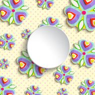 Abstract 3D painted various flowers place for text traced painting N6