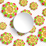 Abstract 3D painted various flowers place for text traced painting N7