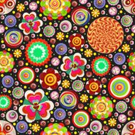 Fashionable modern seamless wallpaper textile with collection of various flowers N4