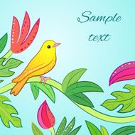 Bright yellow orange little tropical forest bird