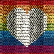 Vector seamless background with knitted heart Romantic
