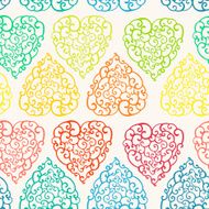 Seamless pattern with hand drawn doodle hearts N2