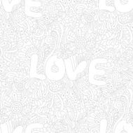 Vector seamless love texture with abstract flowers