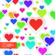 Colorful Paper Hearts Seamless Pattern Vector