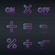 fluorescent neon calculator icons