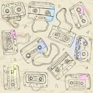 Set of retro cassette tapes