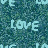 Vector seamless love texture with abstract flowers N6