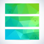 Abstract mosaic green banners set