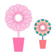 Pink spring flowers in red pot N4